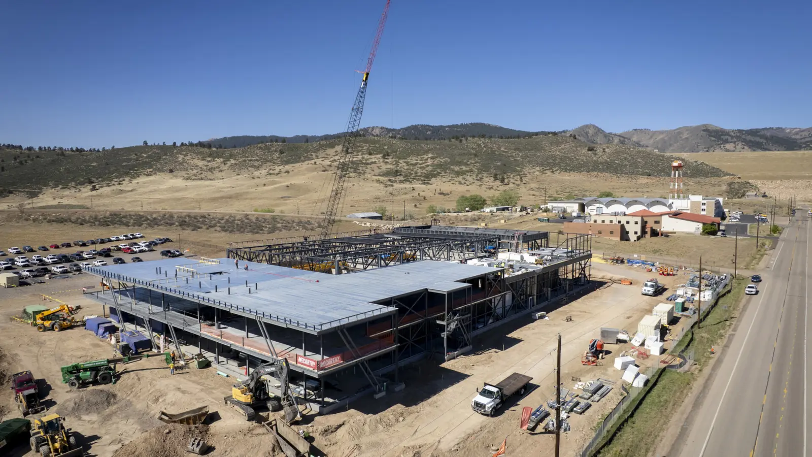 Aerial view of the ATLAS high-power laser facility under construction at Colorado State University
